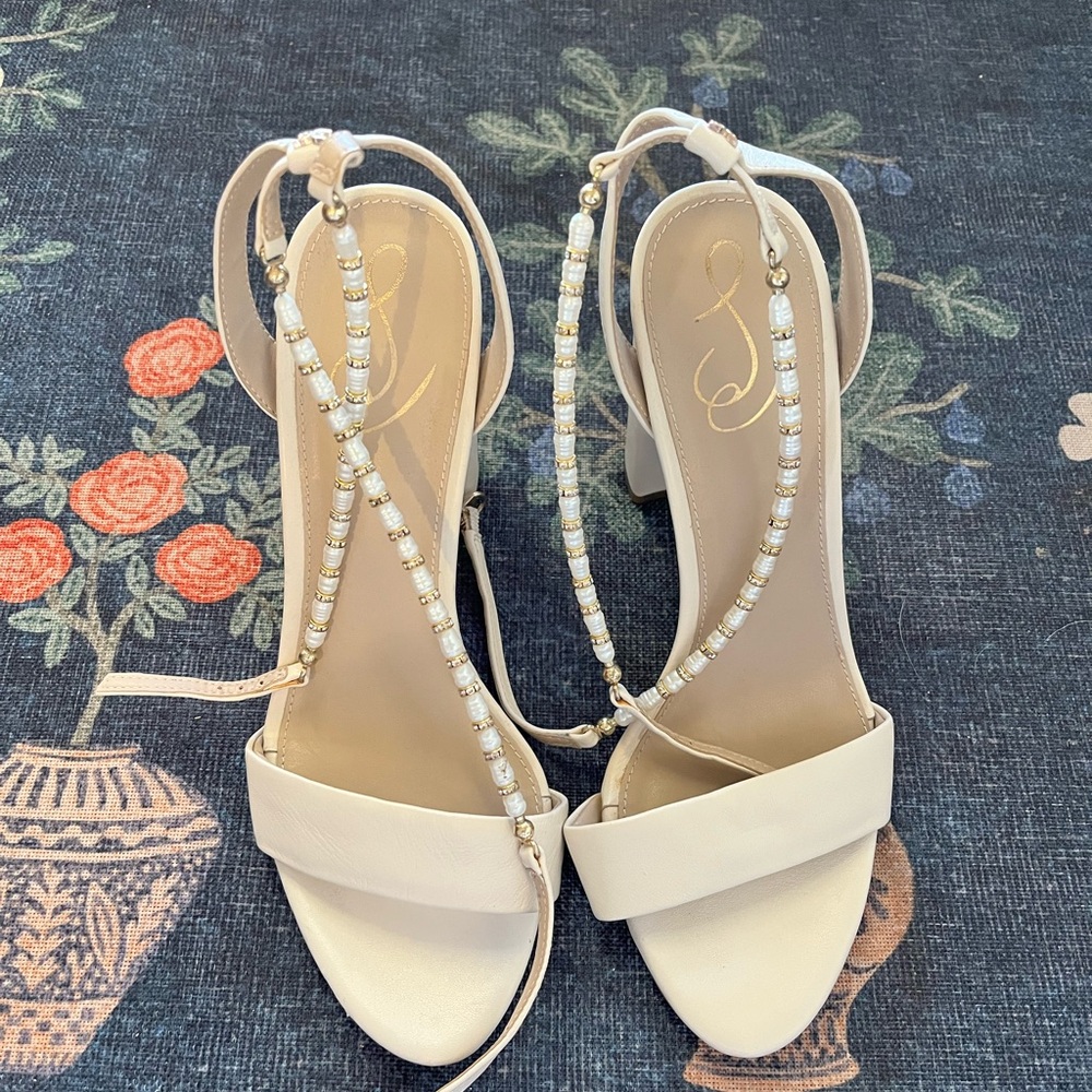 Sam Edelman for BHLDN Freshwater Pearl Cream Heels - Picture 4 of 8